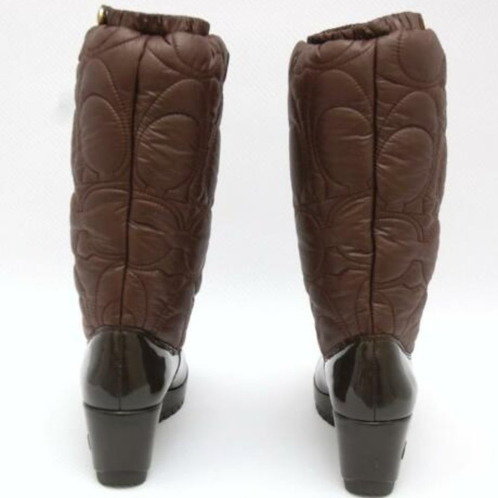 Coach CANTINA Signature Quilted Wedge Boot Brown - Picture 5 of 12